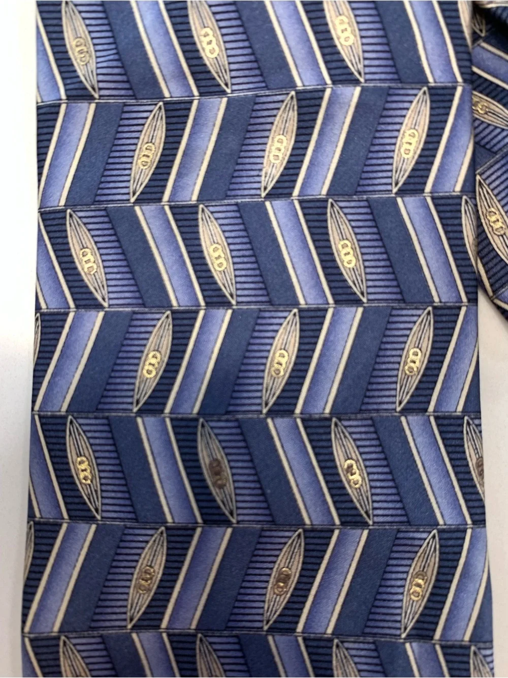 Pierre Pacha Italian Silk Tie Blue Metallic Geometric Design L: 58